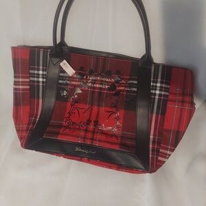Victoria's Secret Womens Red & Black Plaid Tote Bag